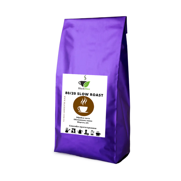 Кава в зернах 80% арабіки 20% робусти Slow Roast, 1000 г ВМ01337 Blackmint